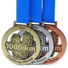 Metal 3D personalizado al por mayor Recortable Acabadora 1000KM Premio de ejecución Medalla deportiva